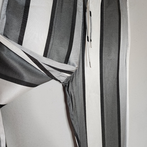 & Other Stories Grey White Stripe Drawstring pants. Viscose. Women's size 8. - Picture 6 of 16